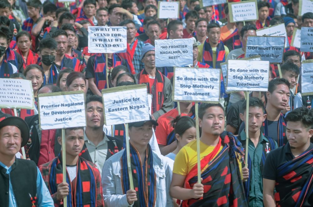 Participants of the walkathon during the programme at Tuensang headquarter on October 7. (Morung Photo)